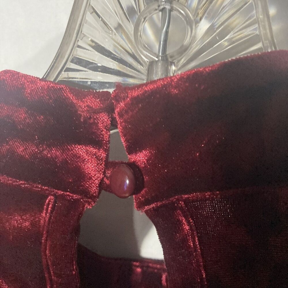 FOREVER 21 maroon velvet velour long sleeve mock neck a-line dress M - Picture 7 of 9